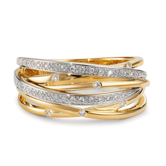 Anillo de dedo 750/oro amarillo de 18 quilates, 750/oro blanco de 18 quilates Diamante 0.16 ct, w-si