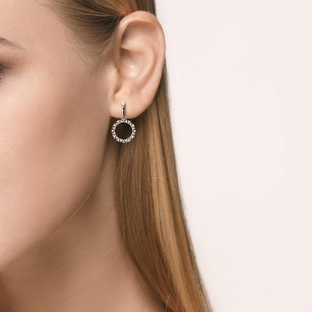 Pendientes 750/oro blanco de 18 quilates Diamante 0.33 ct, w-si Ø12.5 mm