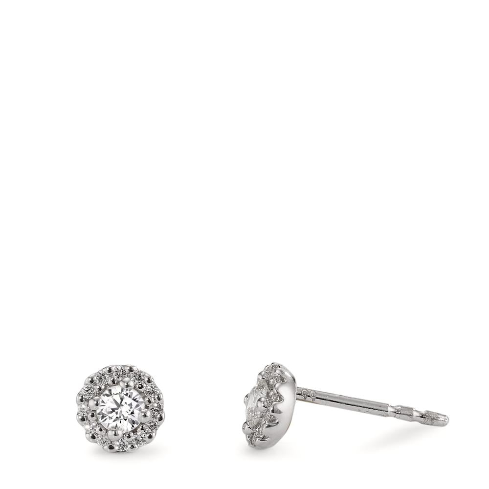 Pendientes 750/oro blanco de 18 quilates Diamante 0.24 ct, w-si Ø5 mm
