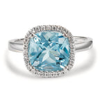 Anillo de dedo 750/oro blanco de 18 quilates Diamante 0.14 ct, w-si, Topacio azul, 0.69 ct Ø12 mm