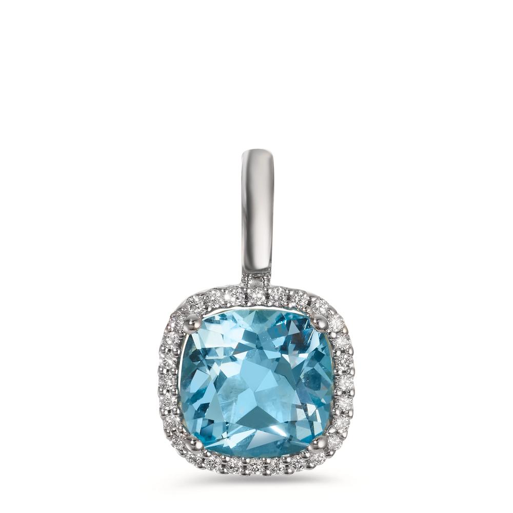 Colgante 750/oro blanco de 18 quilates Diamante 0.14 ct, w-si, Topacio azul, 0.69 ct Ø11.5 mm