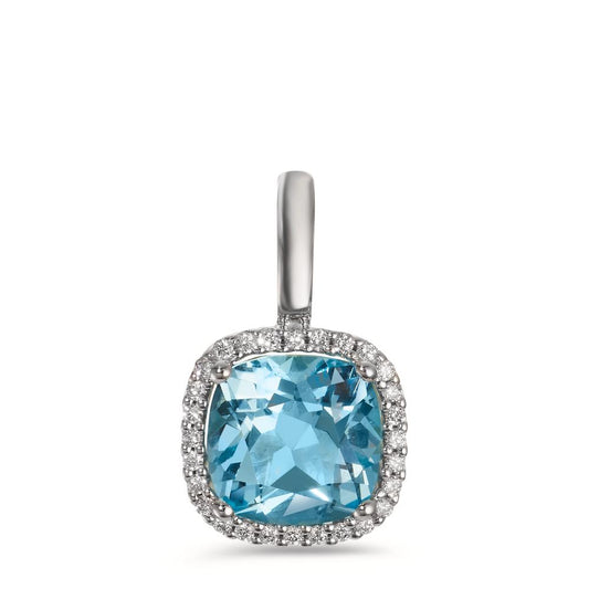Colgante 750/oro blanco de 18 quilates Diamante 0.14 ct, w-si, Topacio azul, 0.69 ct Ø11.5 mm