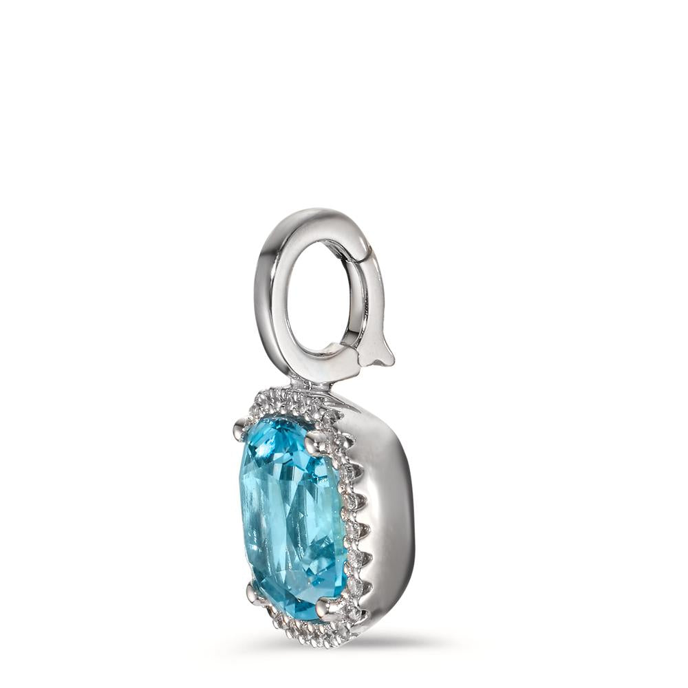 Colgante 750/oro blanco de 18 quilates Diamante 0.14 ct, w-si, Topacio azul, 0.69 ct Ø11.5 mm