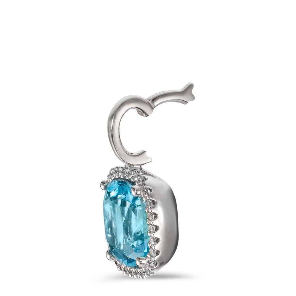 Colgante 750/oro blanco de 18 quilates Diamante 0.14 ct, w-si, Topacio azul, 0.69 ct Ø11.5 mm