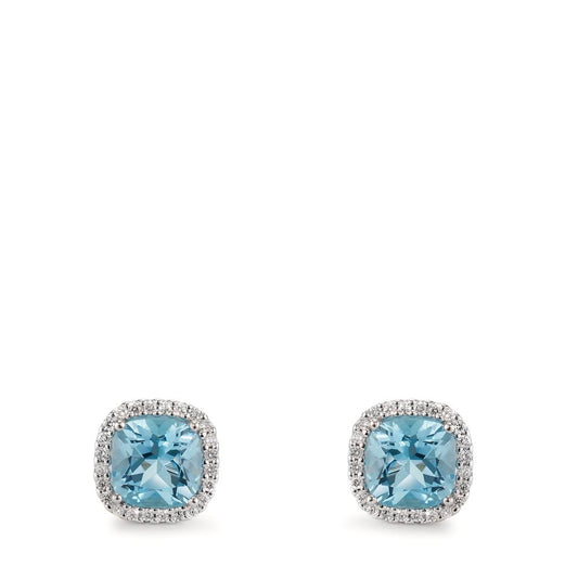 Pendientes 750/oro blanco de 18 quilates Diamante 0.18 ct, w-si, Topacio azul, 0.40 ct Ø8.5 mm