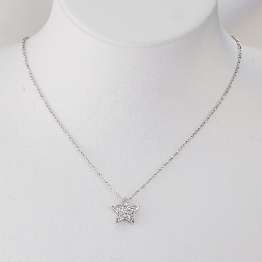 Colgante 750/oro blanco de 18 quilates Diamante 0.08 ct, w-si estrella Ø10 mm