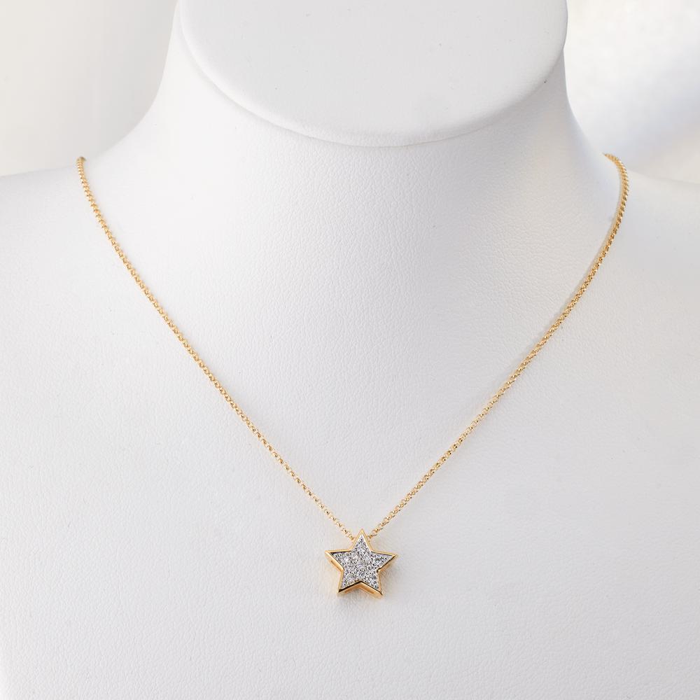 Colgante 750/oro amarillo de 18 quilates Diamante 0.08 ct, w-si estrella Ø10 mm
