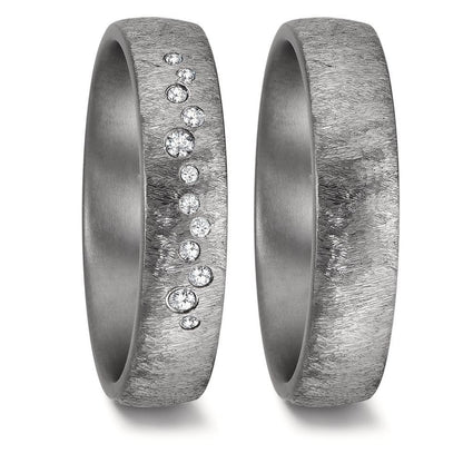 Anillo de pareja 999 tantalio Diamante 0.104 ct, 12 piedras, w-si
