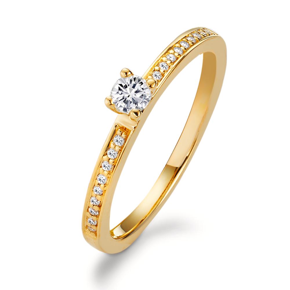 Anillo solitario 750/oro amarillo de 18 quilates Diamante blanco, 0.20 ct, 19 piedras, [Brillant], w-si Ø3 mm