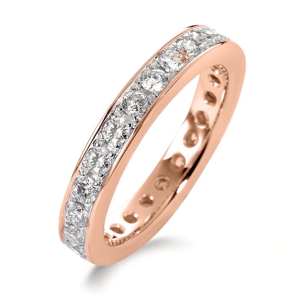 Anillo de memoria 750/oro rojo de 18 quilates Diamante blanco, 1 ct, 25 piedras, [Brillant], w-si