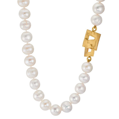 Collar Plata Amarillo Dorado Perla cultivada de agua dulce 11-11.5 mm 50 cm