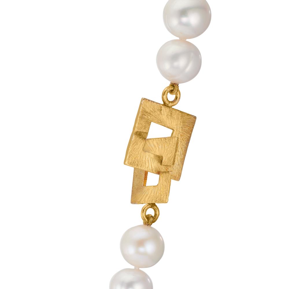 Collar Plata Amarillo Dorado Perla cultivada de agua dulce 11-11.5 mm 50 cm