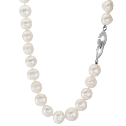 Collar Plata Perla cultivada de agua dulce, 10.5 mm 49 cm
