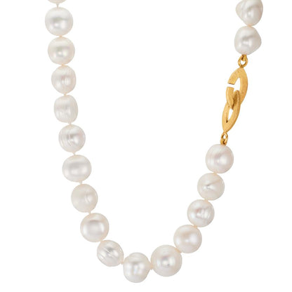 Collar Plata Amarillo Dorado Perla cultivada de agua dulce, 11 mm 46 cm