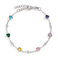 Pulsera Plata Circonita vistoso, 11 piedras Rodio plateado