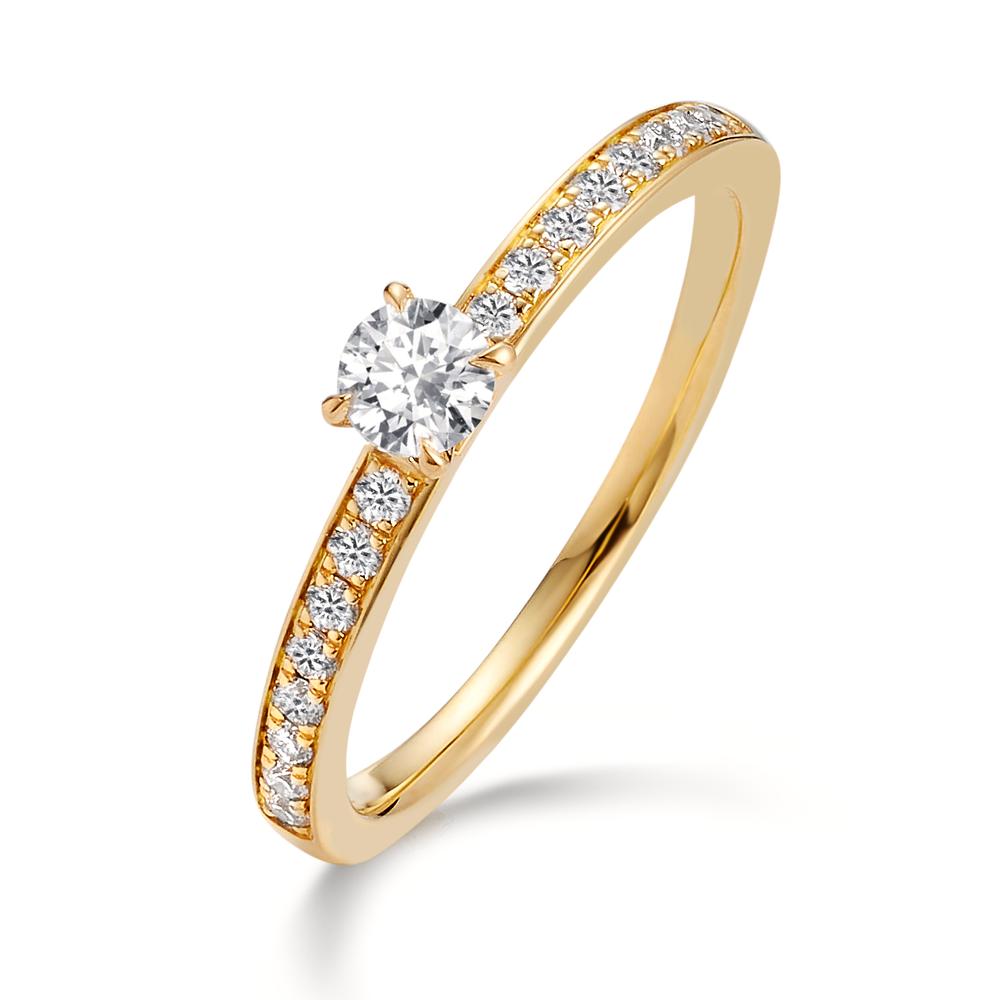 Anillo solitario 750/oro amarillo de 18 quilates Diamante 0.34 ct, 17 piedras, w-si