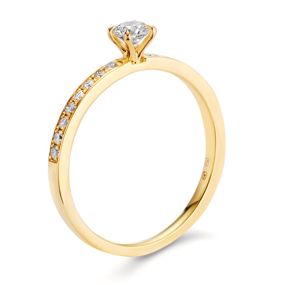 Anillo solitario 750/oro amarillo de 18 quilates Diamante 0.34 ct, 17 piedras, w-si