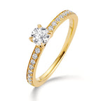 Anillo solitario 750/oro amarillo de 18 quilates Diamante blanco, 0.30 ct, [Brillant], w-si, Diamante blanco, 0.20 ct, 18 piedras, [Brillant], w-si