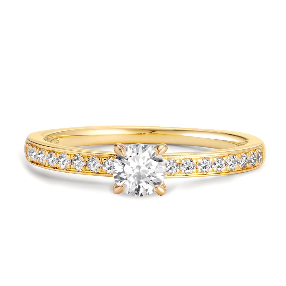 Anillo solitario 750/oro amarillo de 18 quilates Diamante blanco, 0.30 ct, [Brillant], w-si, Diamante blanco, 0.20 ct, 18 piedras, [Brillant], w-si