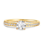 Anillo solitario 750/oro amarillo de 18 quilates Diamante 0.47 ct, [Brillant], w-si, Diamante 0.18 ct, 18 piedras, [Brillant], w-si