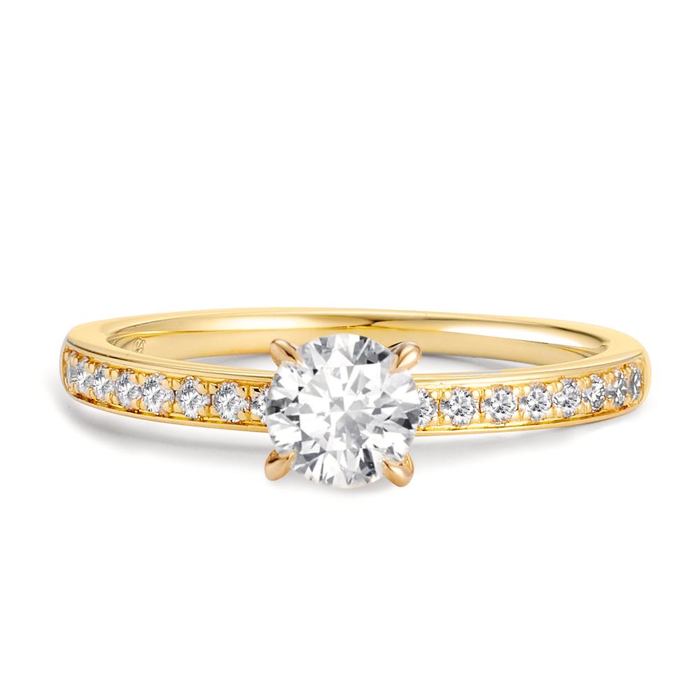 Anillo solitario 750/oro amarillo de 18 quilates Diamante 0.47 ct, [Brillant], w-si, Diamante 0.18 ct, 18 piedras, [Brillant], w-si