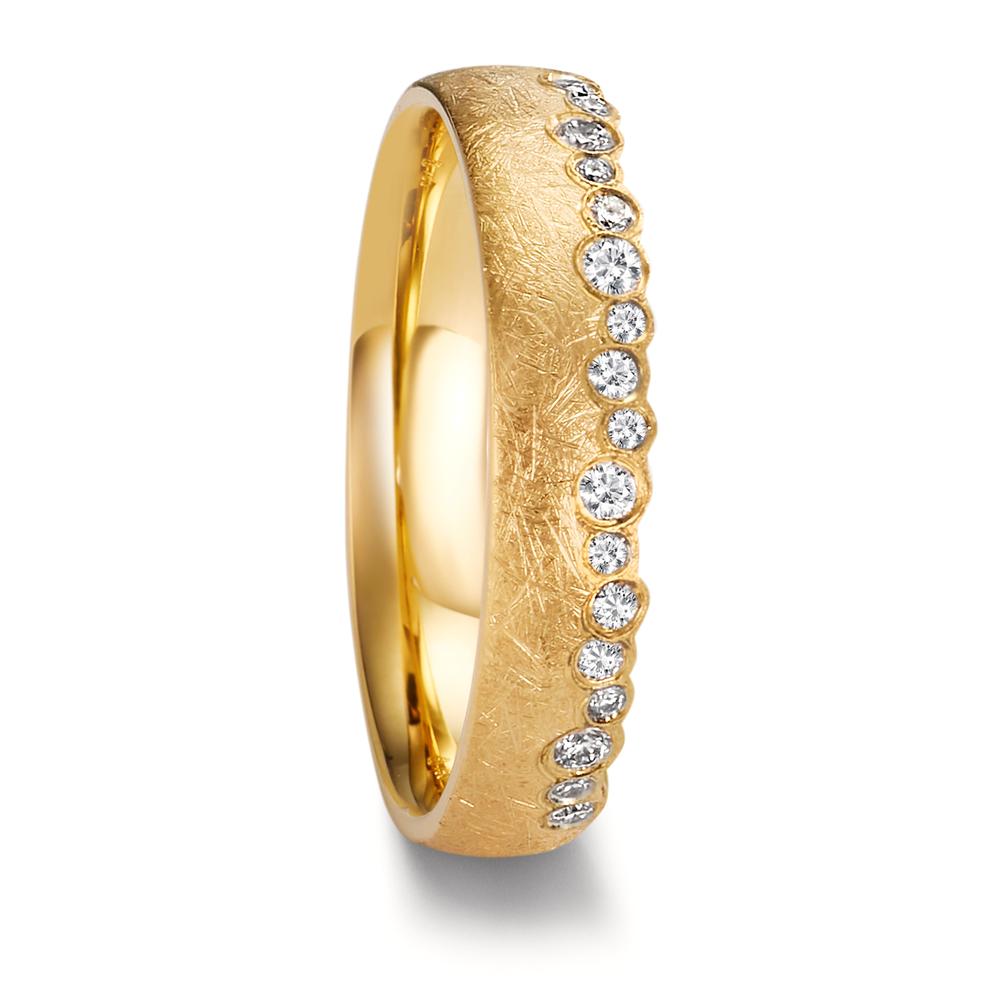 Anillo de pareja 750/oro amarillo de 18 quilates Diamante 0.16 ct, 19 piedras, w-si
