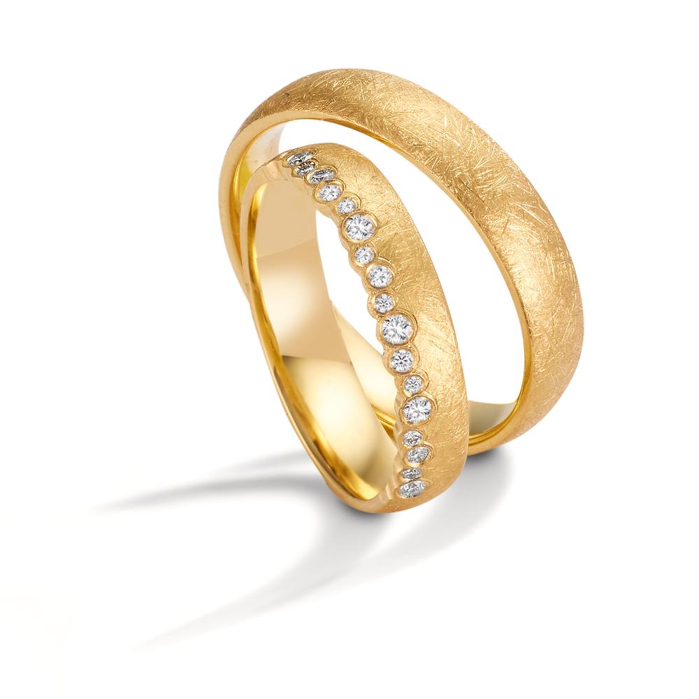 Anillo de pareja 750/oro amarillo de 18 quilates Diamante 0.16 ct, 19 piedras, w-si