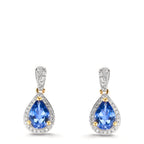 Pendientes 750/oro amarillo de 18 quilates Tanzanita 1.16 ct, 2 piedras, Diamante 0.21 ct, w-si