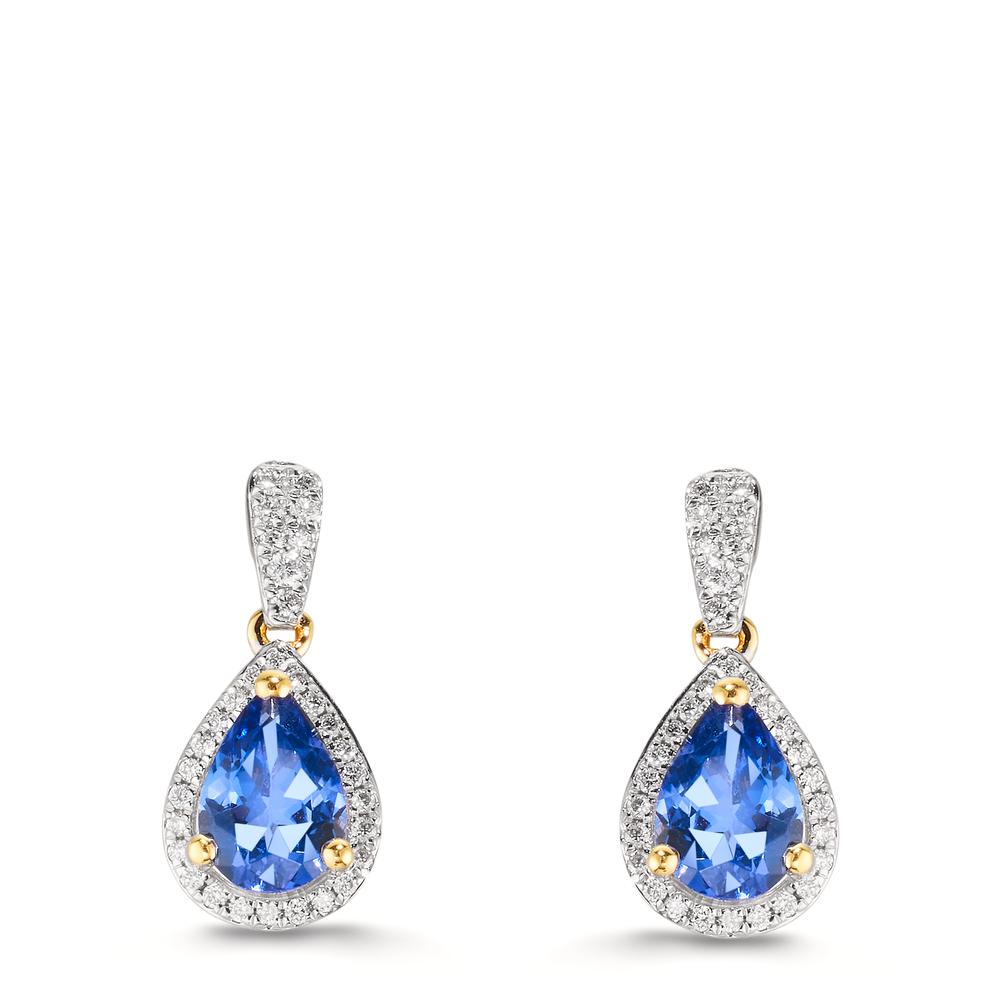 Pendientes 750/oro amarillo de 18 quilates Tanzanita 1.16 ct, 2 piedras, Diamante 0.21 ct, w-si