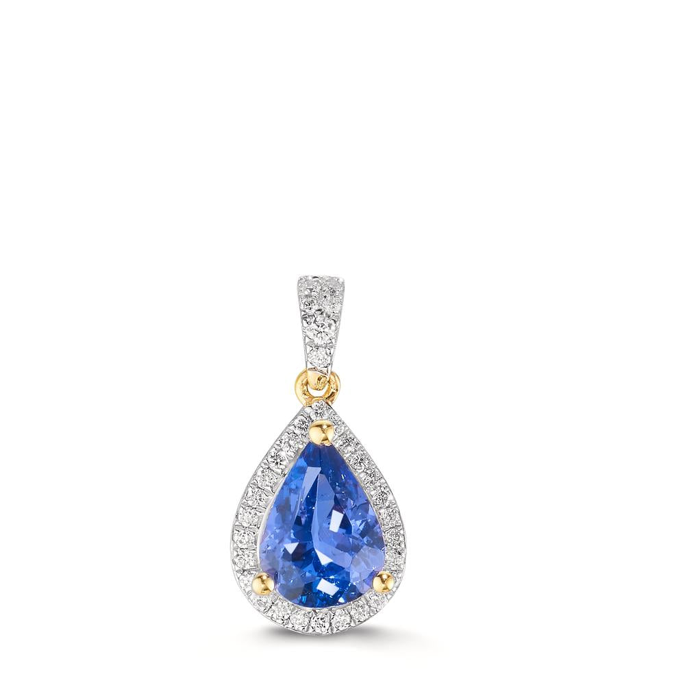 Colgante 750/oro amarillo de 18 quilates Tanzanita 1.01 ct, Diamante 0.12 ct, w-si