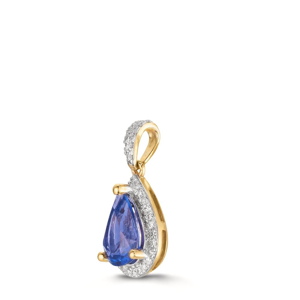 Colgante 750/oro amarillo de 18 quilates Tanzanita 1.01 ct, Diamante 0.12 ct, w-si