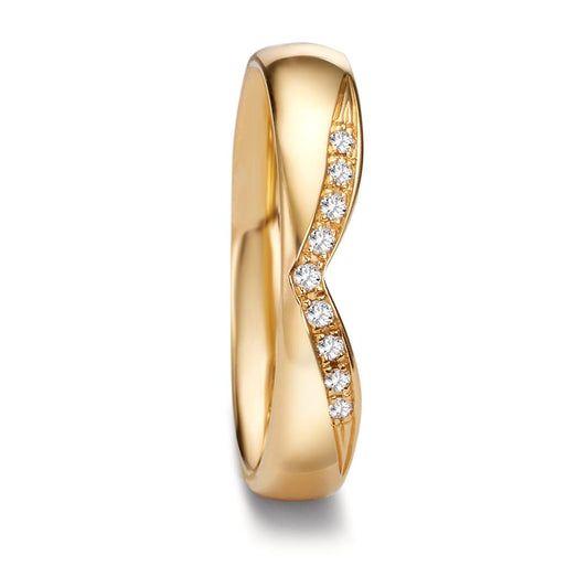 Anillo de pareja 750/oro amarillo de 18 quilates Diamante 0.045 ct, 9 piedras, tw-vsi