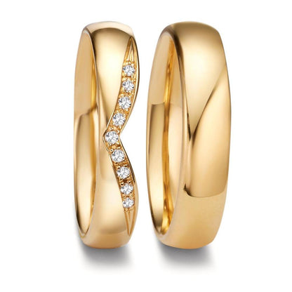 Anillo de pareja 750/oro amarillo de 18 quilates Diamante 0.045 ct, 9 piedras, tw-vsi