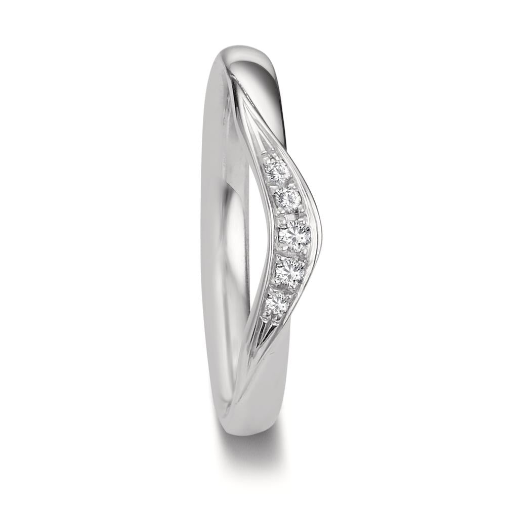 Anillo de pareja 750/oro blanco de 18 quilates Diamante 0.045 ct, 5 piedras, tw-vsi