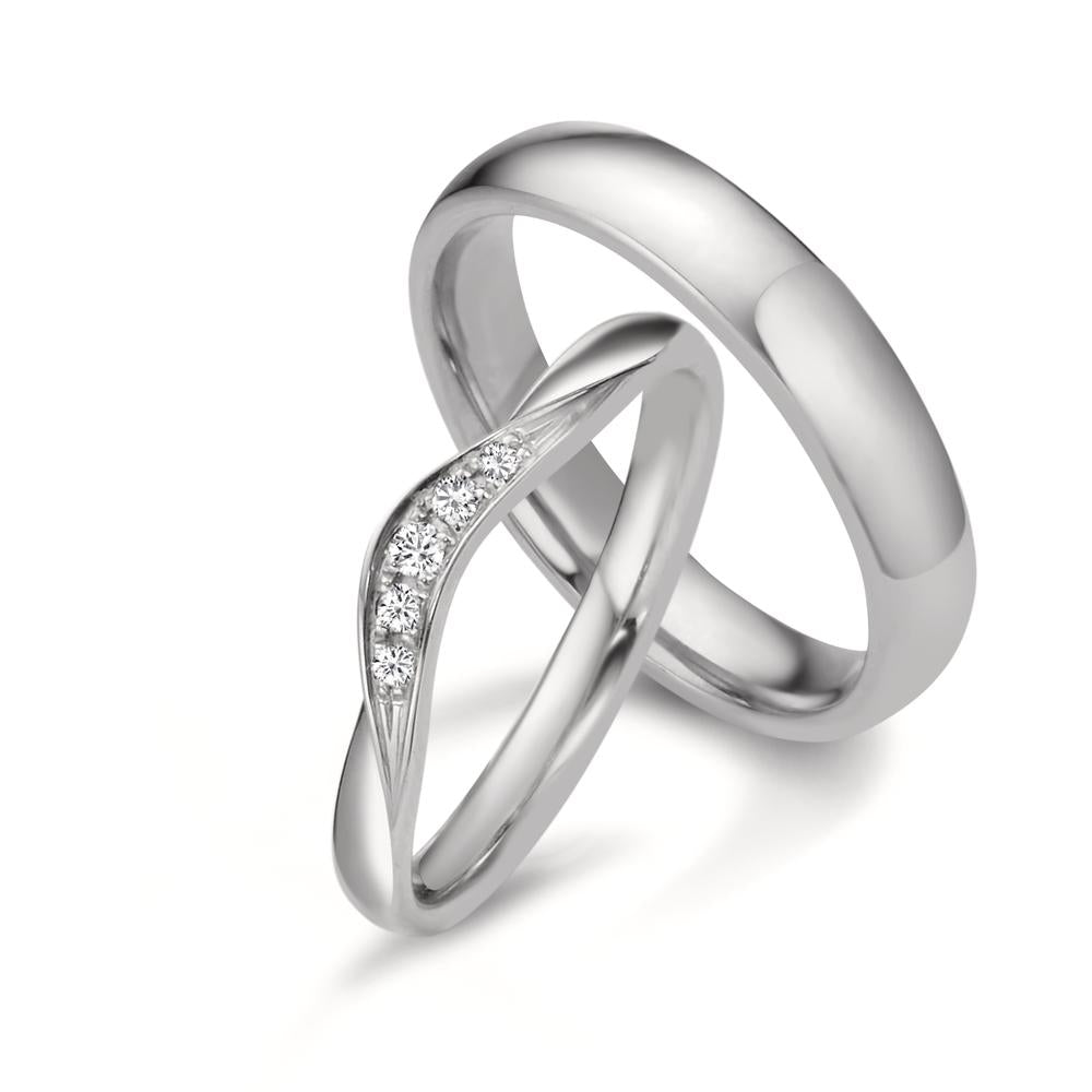 Anillo de pareja 750/oro blanco de 18 quilates Diamante 0.045 ct, 5 piedras, tw-vsi