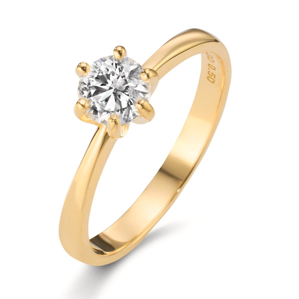 Anillo solitario 750/oro amarillo de 18 quilates Diamante cultivado en laboratorio 0.50 ct, w-si