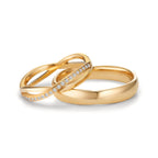 Anillo de pareja 750/oro amarillo de 18 quilates Diamante 0.095 ct, 19 piedras, w-vsi