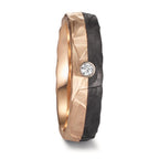 Anillo de pareja oro rosa de 585/14 kt, Carbón Diamante 0.03 ct, w-si