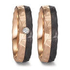 Anillo de pareja oro rosa de 585/14 kt, Carbón