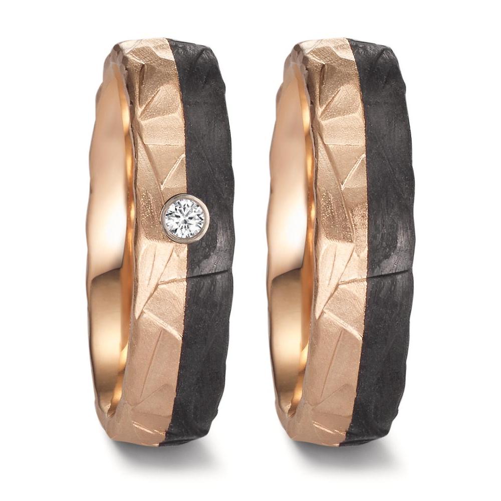 Anillo de pareja oro rosa de 585/14 kt, Carbón