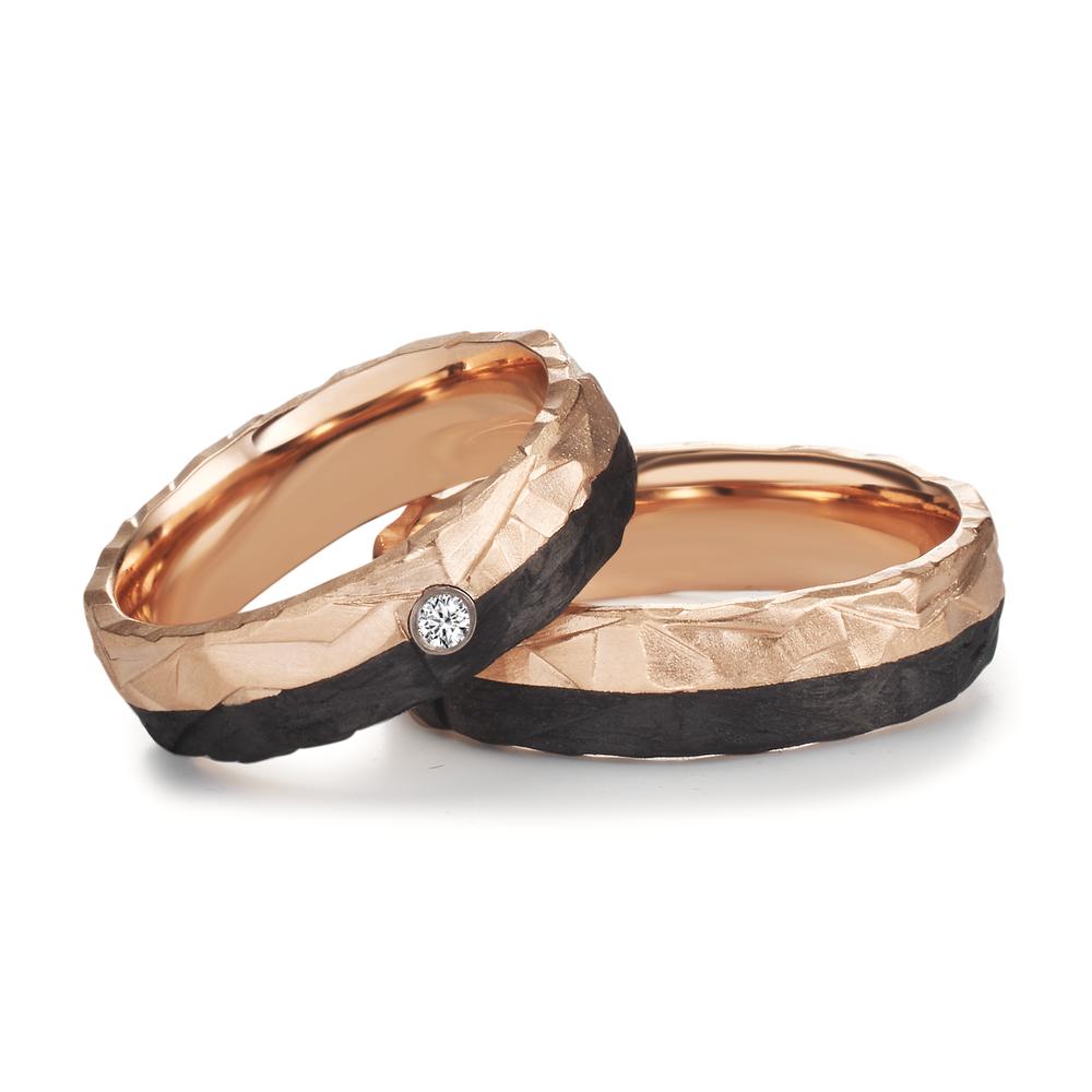 Anillo de pareja oro rosa de 585/14 kt, Carbón