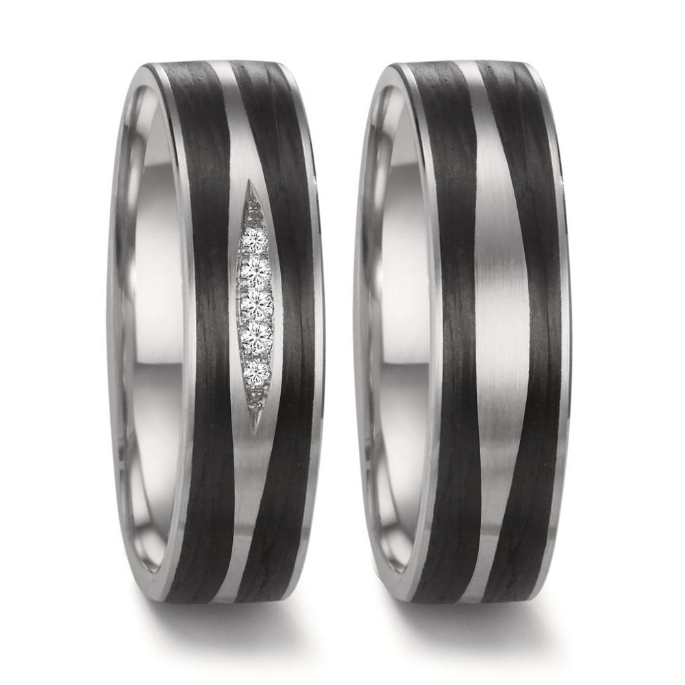 Anillo de pareja 950 platino, Carbón