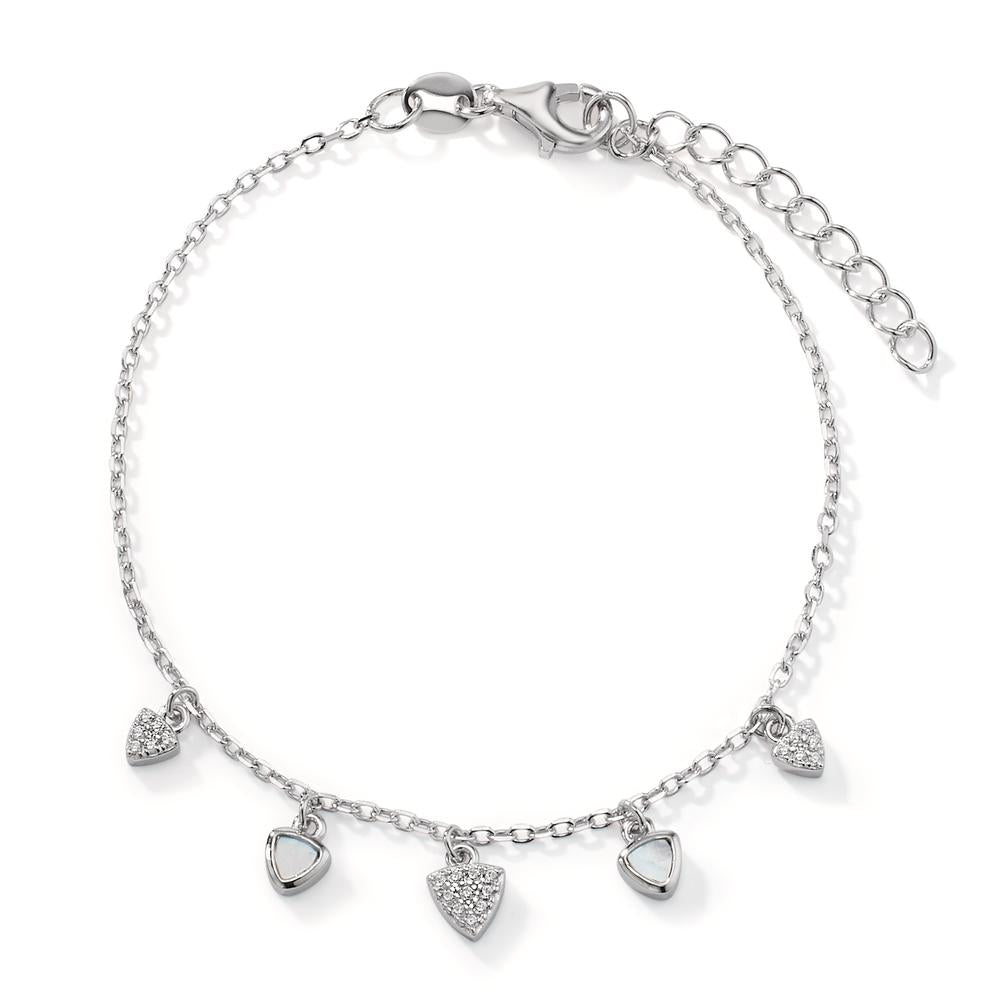 Pulsera Plata Circonita Rodio plateado Madre perla 16-19 cm