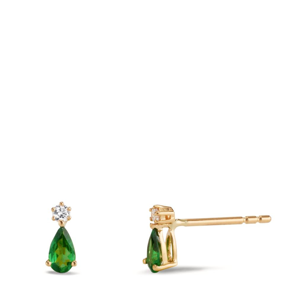 Pendientes 750/oro amarillo de 18 quilates Granate verde, 2 piedras, Diamante 0.05 ct, w-si
