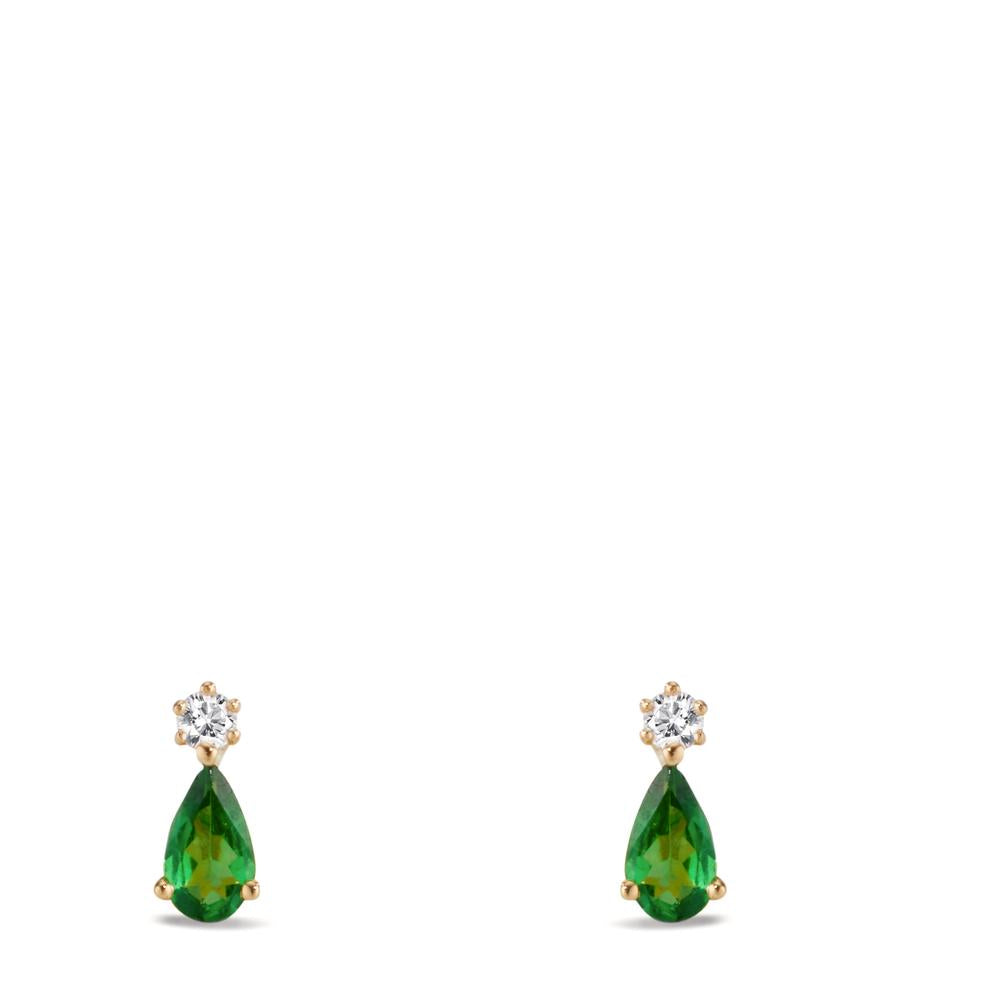 Pendientes 750/oro amarillo de 18 quilates Granate verde, 2 piedras, Diamante 0.05 ct, w-si