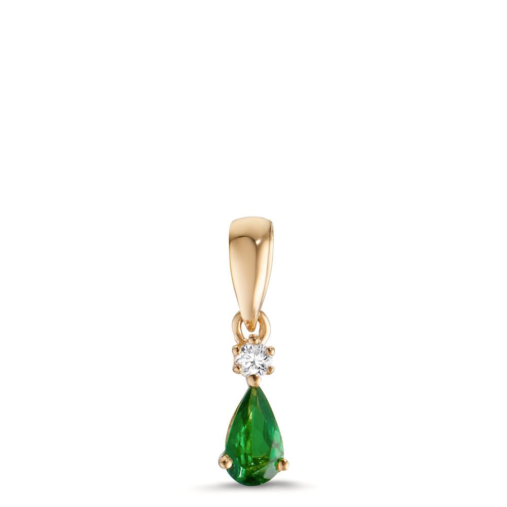 Colgante 750/oro amarillo de 18 quilates Granate verde, Diamante 0.025 ct, w-si