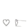 Pendientes 750/oro blanco de 18 quilates Diamante 0.045 ct, 18 piedras, w-si Corazón Ø7 mm