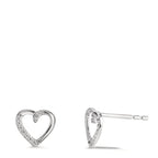 Pendientes 750/oro blanco de 18 quilates Diamante 0.045 ct, 18 piedras, w-si Corazón Ø7 mm