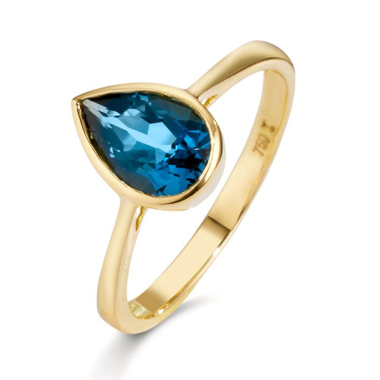 Anillo de dedo 750/oro amarillo de 18 quilates Topacio azul de Londres