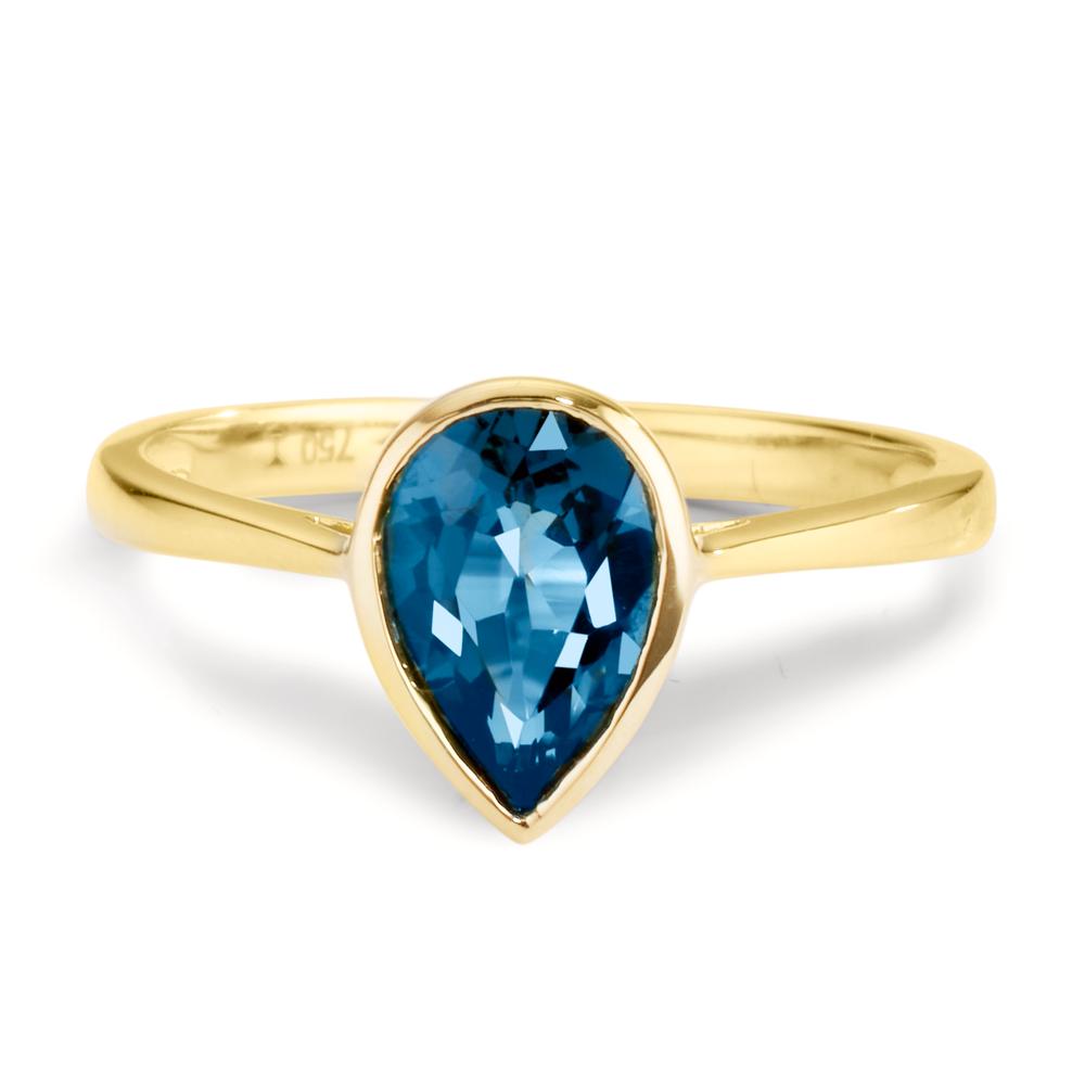 Anillo de dedo 750/oro amarillo de 18 quilates Topacio azul de Londres